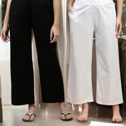 Kryptic Black & White Cotton Relaxed Fit Lounge Pants - Pack of 2-image-89