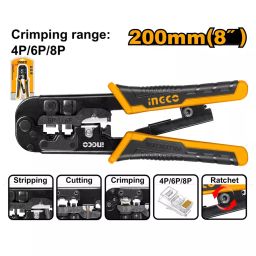 Ingco 200 mm Length and 4P, 6P, 8P Crimping Capacity Modular Plug Crimper, HMPCN2468R image 2