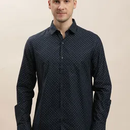 Turtle Men Classic Spread Collar Micro Ditsy Printed Cotton Slim Fit Formal Shirt-image-68