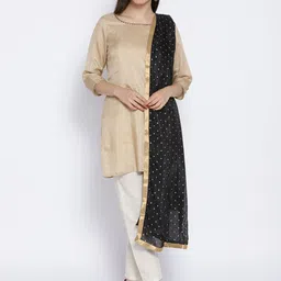 WEAVERS VILLA Black & Golden Embellished Dupatta-picture-15