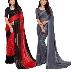 Moda Rapido Pack Of 2 Striped Satin Saree-picture-12