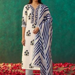 Anouk Rustic Women Ethnic Motifs Printed Regular Kurta with Trousers & Dupatta-picture-11