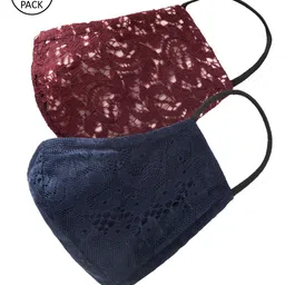 Oxolloxo Women Pack Of 2 Printed 3-Ply Celeste Reusable Cloth Masks-19