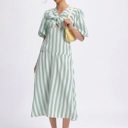 DressBerry Twisted Touch Striped Midi A-line Dress-image-87