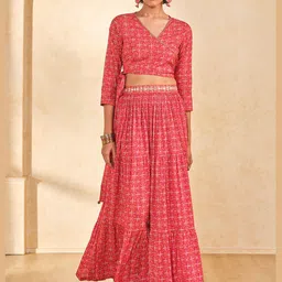 Global Desi Printed Top With Skirt Co-Ords-picture-34