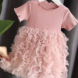 YK Girls Self Design Fit and Flare Dress-40