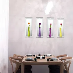 Jaamso Royals Purple & Yellow Flower Vase Printed Self-Adhesive Removable Wall Sticker-picture-26