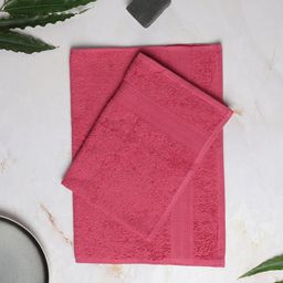 SPACES Set Of 2 Pink Solid 400 GSM Pure Cotton Hand Towels-image-59