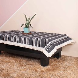 STITCHNEST Aztec Black & White 4-Seater Woven Table Cover With Lace  Border-picture-28