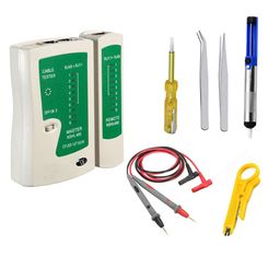 CRAFTS HAVELI Combo of Digital Tester RJ45 LAN Tester & Tweezer 2Pc, Tester & Soldering Pump, Wire & Mini Wire Stripper image 1
