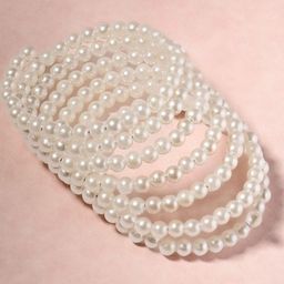 ORANGENYSHA Stainless Steel Rhodium-Plated Pearls Beaded Multistrand Bracelet-image-62