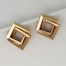 FIMBUL Gold-Plated Square Shaped Drop Earrings-14