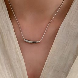 OUZEL 18KT Silver-Plated Mini Curved Bar Necklace-29