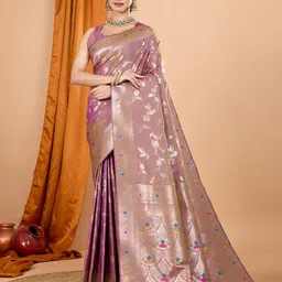 House of Pataudi Ethnic Motifs Woven Design Zari Banarasi Saree With Unstitched Blouse-picture-49