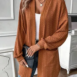 StyleCast Women Self Design Cable Knit Longline Sweater-picture-31