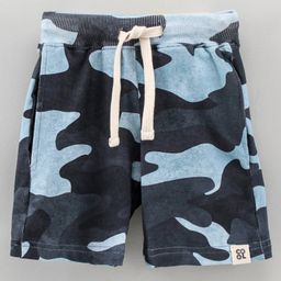 Lazy Bones Knee Length Camouflage Shorts- Blue-picture-1