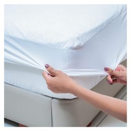 MY ARMOR 220 GSM Waterproof Terry Cotton Mattress Protector King - White-46