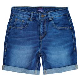 Kiddopanti Solid Denim Rolled Up Shorts - Dark Blue-picture-20