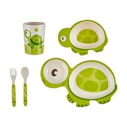 AKN TOYS Bamboo Turtle Design Fiber Dinner Set 5 Pcs (Color & Design May Vary)-image-26