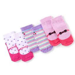 Cute Walk by Babyhug Ankle Length Anti Bacterial Socks Polka Dot Design Pack of 3 - Pink & Purple-image-97