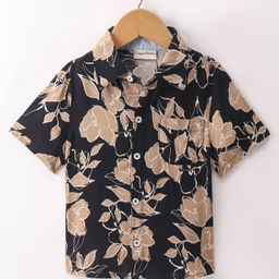 CrayonFlakes Rayon Half Sleeves Floral Printed Shirt - Black-image-87