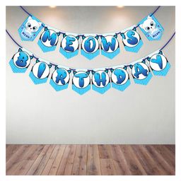 Wobbox Happy Birthday Banner, Cat Theme Decoration Items blue -Pack Of 1-image-40