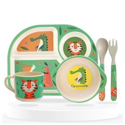 Bembika Baby Self Feeding Essential Baby Dinnerware Bamboo Fibre Dinner Set For Kids For Kids And Toddlers Safari - Pack Of 5 (Multi)-image-8