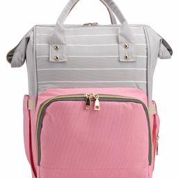 Multifunctional Waterproof Diaper Backpack - Pink-11