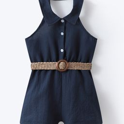 Kookie Kids Sleeveless Solid Colour Halter Neck Jumpsuit - Navy Blue-image-110