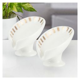 KOOKEE Ceramic Soap Holder Dish, Set of 1 Bathroom Accessories for Home, White (Set of 2) (11924)-image-40