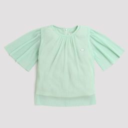Tiny Girl Full Sleeves Textured Top - Green-image-1