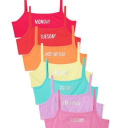 Charm n Cherish Cotton Blend Pack Of 7 Weekdays Text Printed Beginner Bras - Pink Red & Blue-image-38