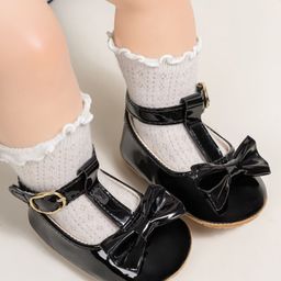 Neska Moda Bow Applique Detailed Anti Skid Booties - Black-image-5