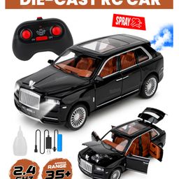 Fiddlerz Die-cast Car 1:22 Scale Remote Control Car with Lights Sound Mist Spray Action Openable Doors and Rechargeable Battery RC Car for Kids (Black)-image-61