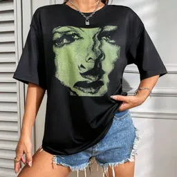 Mast & Harbour Women Graphic Printed Round Neck Cotton Oversized T-shirt-picture-23