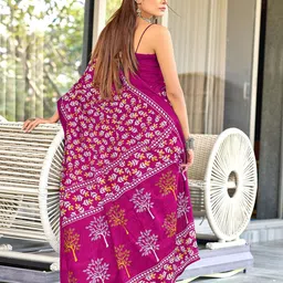 Panzora Floral Block Print Saree image 4