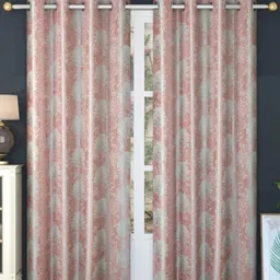Aura White & Pink Set of 2 Door Curtain-image-53