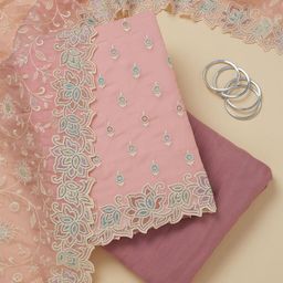 Koskii Ethnic Motifs Embroidered Beads and Stones Organza Unstitched Dress Material-picture-11