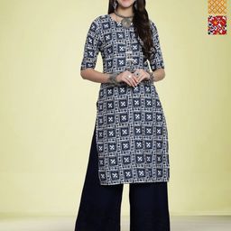 Moda Rapido Women Ethnic Motifs Printed Mirror Work Floral Crepe Kurta-image-64