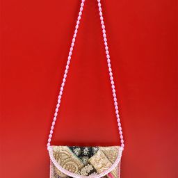Exotic India Embroidered Zari Embellished Purse Clutch-49