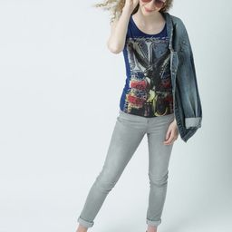 Huetrap Women Navy Blue Printed Tank Top-image-92
