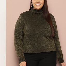 Sztori Plus Size Turtle Neck Shimmery Pullover-image-38