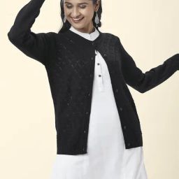 Rangmanch by Pantaloons Black Self Pattern Cardigan-image-42