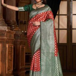 Mimosa Maroon Woven Saree With Unstitched Blouse-image-48