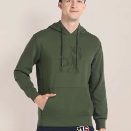 U.S. Polo Assn. Olive Cotton Regular Fit Printed Hooded Sweatshirt-image-53