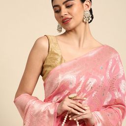 MOHEY Ethnic Motifs Zari Silk Blend Saree-23