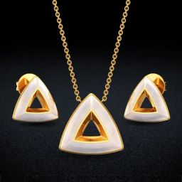 Joyalukkas 18k Gold Milky Pyramid Shaped Cute Pendant & Earrings Set-image-55