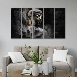 999Store Printed Grey MDF 5 Panels Wall Art-image-89