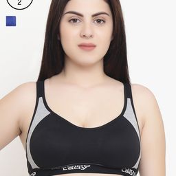 Leading Lady Pack of 2 Colourblocked Full-Coverage Sports Bras KOKO-BLK-BLU-2-image-87