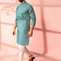 Anouk Men Floral Printed Regular Kurta with Pyjamas image 5
